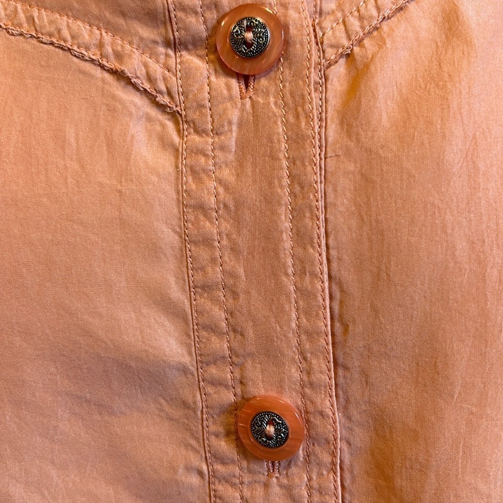 Fiji Soft Peach Silk Long Sleeve Fringed Back Long Sleeve Blouse Women’s M - Picture 5 of 8